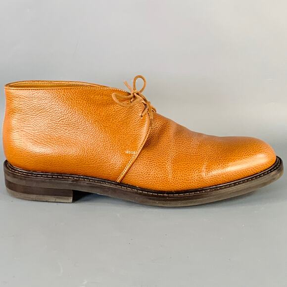 JOHN LOBB Size 8.5 Grove Brown Pebble Grain Leather Lace-Up Chukka Boots - Picture 2 of 11